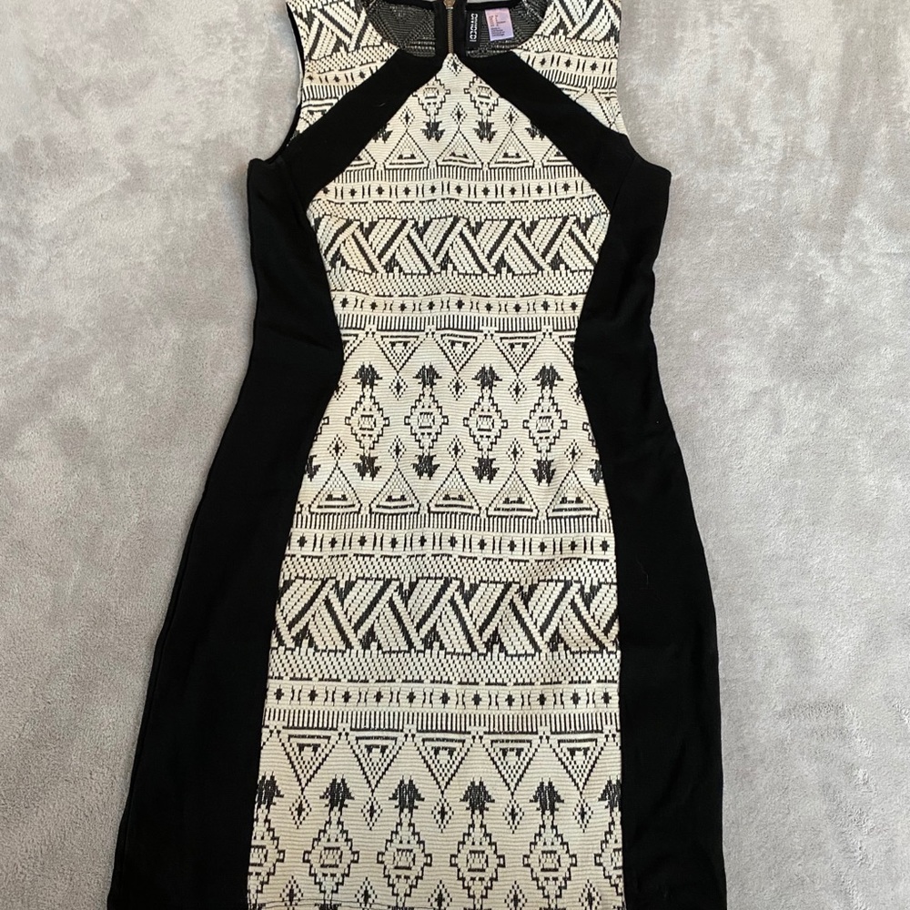 Divided Dress Black & Aztec Print Mini